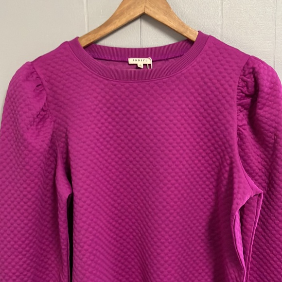 NWT Jodifl Vibrant Purple Textured Top Large New With Tags Puff Sleeve - Picture 3 of 13